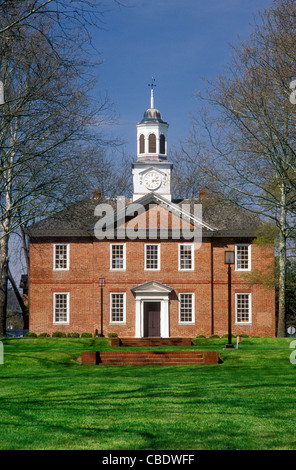 Old Chowan County Courthouse, c. 1767, viewed up Courthouse Green, in Edenton, Chowan County, NC. Stock Photo
