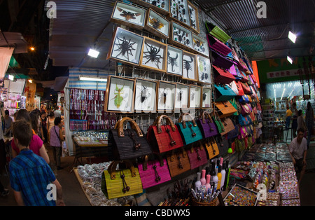 Insects and handbags, Temple Street Night Market Stock Photo