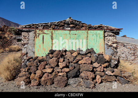A blocked up door on an abandoned building at the old sanatorium in the teide national park tenerife canary islands spain Stock Photo
