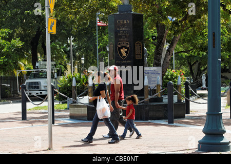 A man walks past the Bay of Pigs memorial in Miami, Florida's little Havana neighborhood commemorates the 17 April 1961 invasion Stock Photo