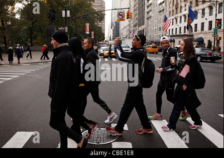 Australian Indigenous Marathon Project team member Reggie Smith from Alice Springs get his first look at New York City Stock Photo