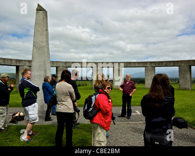 Curator owner Richard Hall explaining astronomical application to visitors Stonehenge Aotearoa Carterton Wairarapa New Zealand Stock Photo