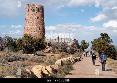 South Rim Arizona Grand Canyon Desert View Watchtower Stock Photo