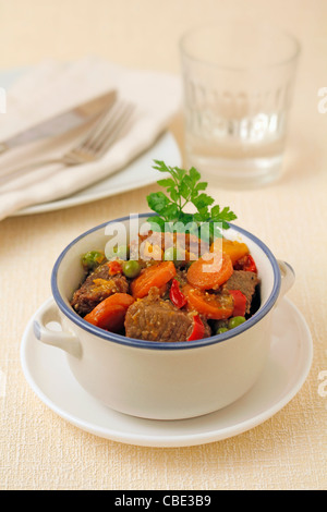 Veal with vegetables. Recipe available. Stock Photo