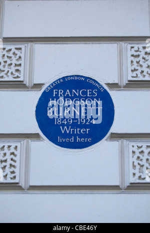 greater london council blue plaque marking a home of writer frances hodgson burnett, portland place, london, england Stock Photo