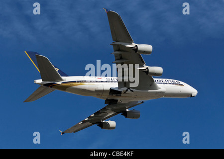 An Airbus A380 Super jumbo of Singapore International Airlines Stock Photo