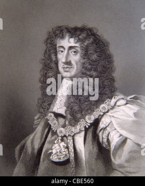 Portrait of Charles II of England (1630-1685) King of England, Scotland and Ireland (1660-1685) Portrait c19th Engraving or Vintage Illustration Stock Photo