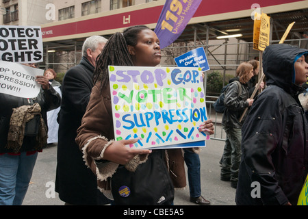 Rally against the implementation of stricter voting laws Stock Photo