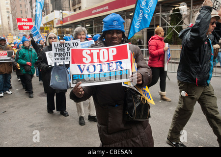 Rally against the implementation of stricter voting laws Stock Photo