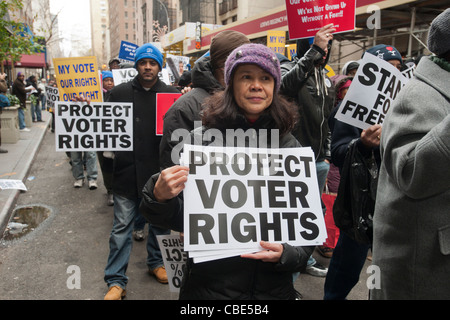 Rally against the implementation of stricter voting laws Stock Photo