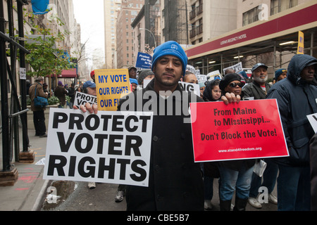 Rally against the implementation of stricter voting laws Stock Photo