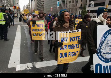 Rally against the implementation of stricter voting laws Stock Photo