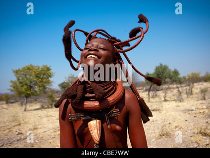 Himba Girl Called Manginete, Dancing, Village Of Hoba Haru, Angola Stock Photo