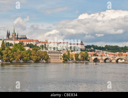 Prague castle and Charles bridge Stock Photo