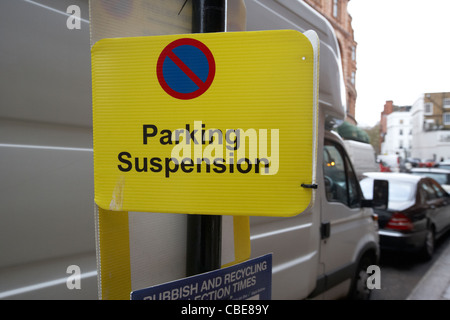 city of westminster parking suspension sign in knightsbridge London England Uk United Kingdom Stock Photo