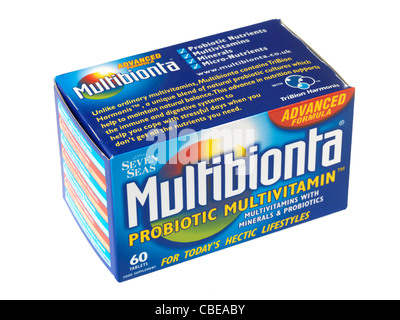 Box Of Branded Multibionta Over The Counter Multivitamin Tablets Isolated White Background With No People And A Clipping Path Stock Photo