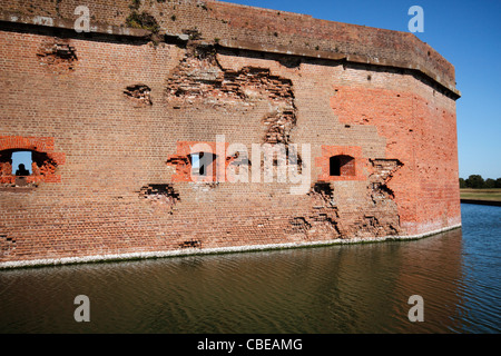 Damaged walls of Fort Pulaski, near Savannah, Georgia, USA.  Fort was damaged during USA Civil War Stock Photo