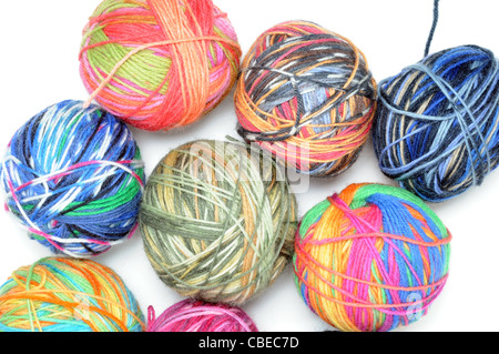 Multi-colored wool ready for knitting