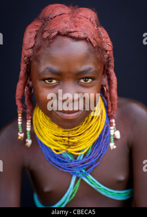 Mwila Girl Oncula On The Hair, Chibia Area, Angola Stock Photo