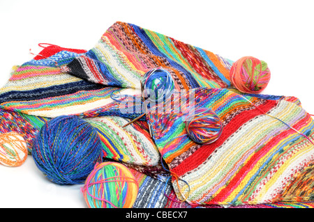 Multi-colored wool ready for knitting