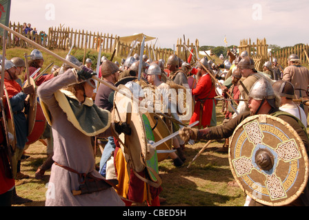 Viking Battle taken during a two day festival at Amlwch Anglesey North Wales UK Stock Photo
