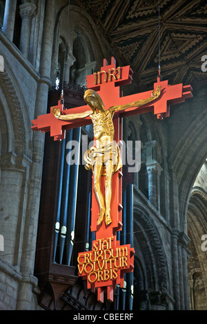 Ornate Crucifix hanging in Peterborough Cathedral (Cathedral Church of St Peter, St Paul & St Andrew) Stock Photo