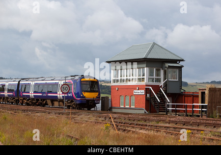 East coast Commuter train arriving Montrose Scotland Stock Photo