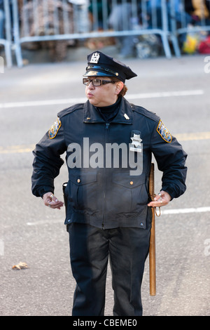 A NYPD Auxilliary Police officer on duty at a parade in New York City. Stock Photo
