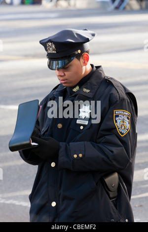 A NYPD Auxilliary Police officer on duty at a parade in New York City ...