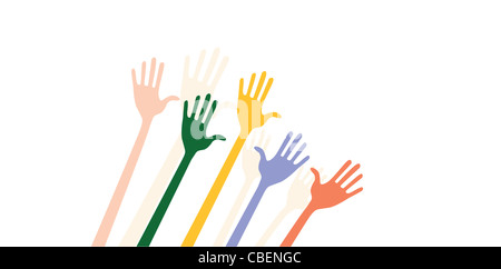 Raised hands Stock Photo