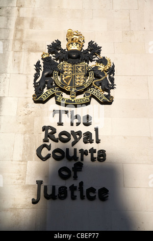 the royal courts of justice sign london england uk united kingdom Stock Photo