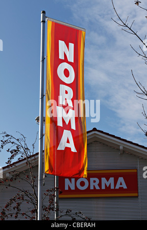 NORMA supermarket sign, Chiemgau Upper Bavaria Germany Stock Photo