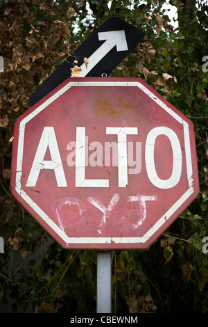 A 'STOP' sign in Monterrey, Mexico. Stock Photo