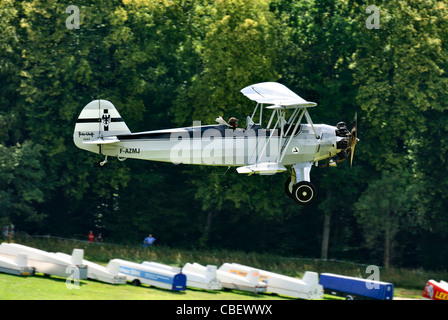 Focke-Wulf FW 44 Stieglitz “1940” landing at the Hahnweide vintage air show, Kirchheim-Teck, Baden Württemberg, Germany Stock Photo