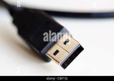 Closeup of a USB lead connector on a white background Stock Photo