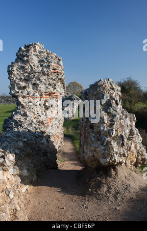 Burgh Castle Roman Fort overlooking the River Waveney and Berney Marshes RSPB Reserve Stock Photo