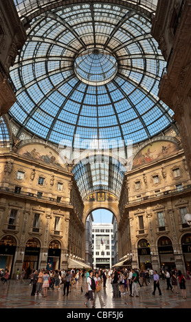 Galleria Vittorio Emanuele in Milan, Italy. The shopping arcade was built between 1865 and 1867, and contains high-end shops. Stock Photo