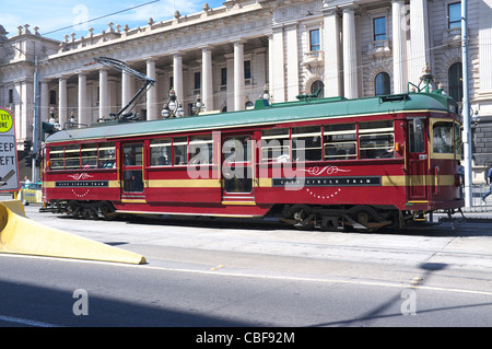 Old City Centre tram outside Parliament House Building in Melbourne, Australia Stock Photo