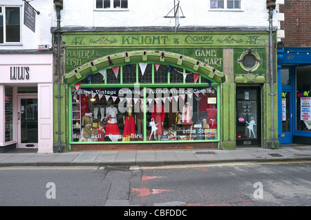 Old shop front with ceramic tile facing Stock Photo