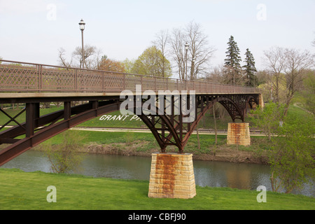 Footbridge from downtown Galena to Grant Park. Stock Photo