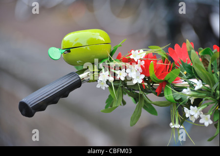 Bicycle decorated with flowers, Amsterdam, Holland Stock Photo