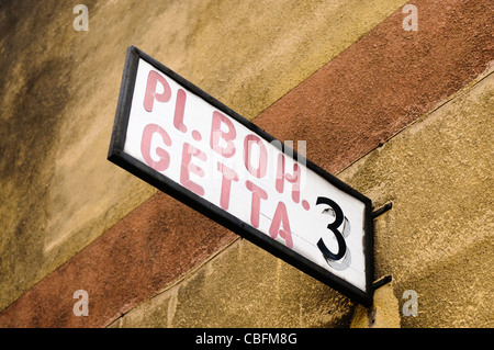 Street sign at Plac Bohaterow Getta, Krakow Stock Photo