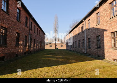 Barracks at Auschwitz I Nazi concentration camp Stock Photo