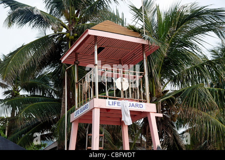 Traditional Thai lifeguard tower station on Patong Beach in Patong, Phuket, Thailand Stock Photo