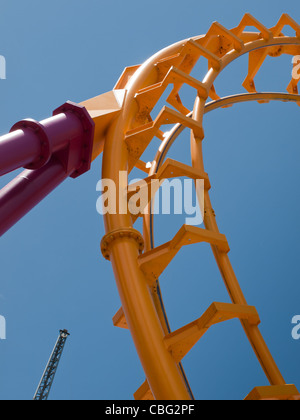 Roller coaster at the Elitch Gardens Theme Park in Denver, Colorado. Stock Photo