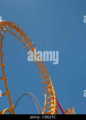 Roller coaster at the Elitch Gardens Theme Park in Denver, Colorado. Stock Photo