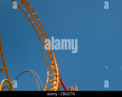 Roller coaster at the Elitch Gardens Theme Park in Denver, Colorado. Stock Photo