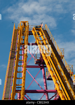 Roller coaster at the Elitch Gardens Theme Park in Denver, Colorado. Stock Photo