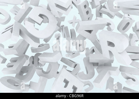 many 3d fonts in the air Stock Photo