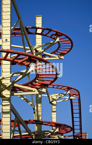 Part of a roller coaster, low angle view, close-up Stock Photo